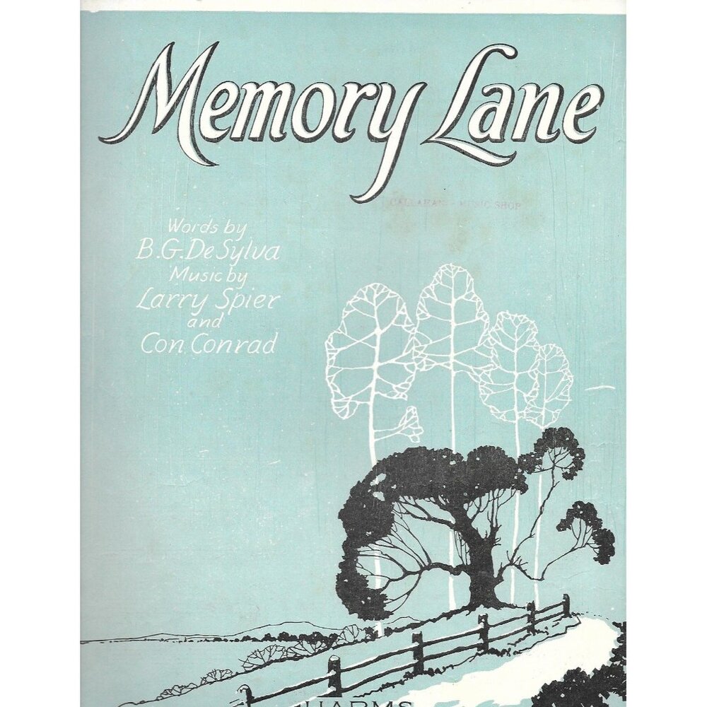 Memory Lane Sheet Music 1924 B.G. De Sylva Spier Conrad Vintage Piano Song